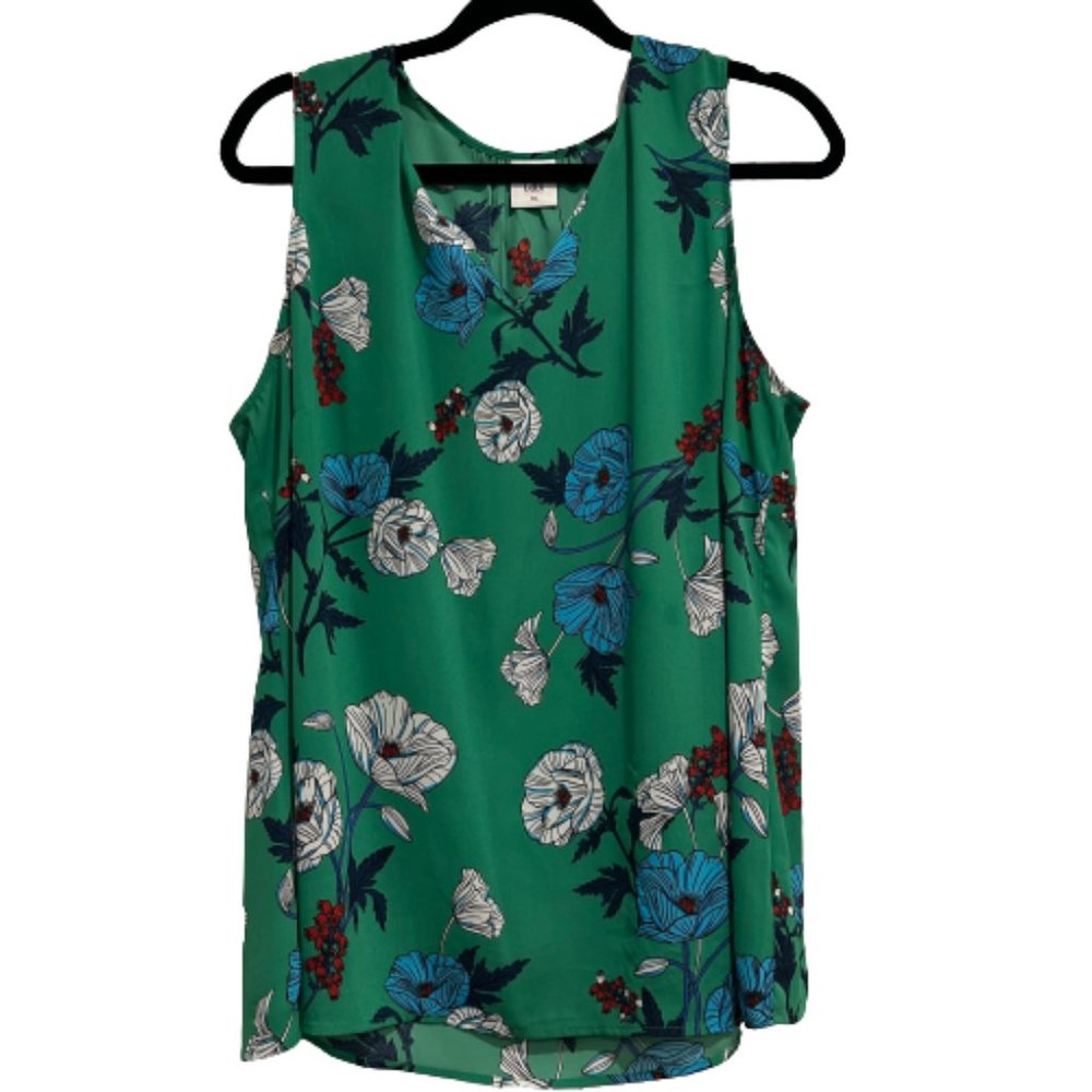 Cabi Sleeveless Green Primrose Blouse #3785 Women’s Size  XL